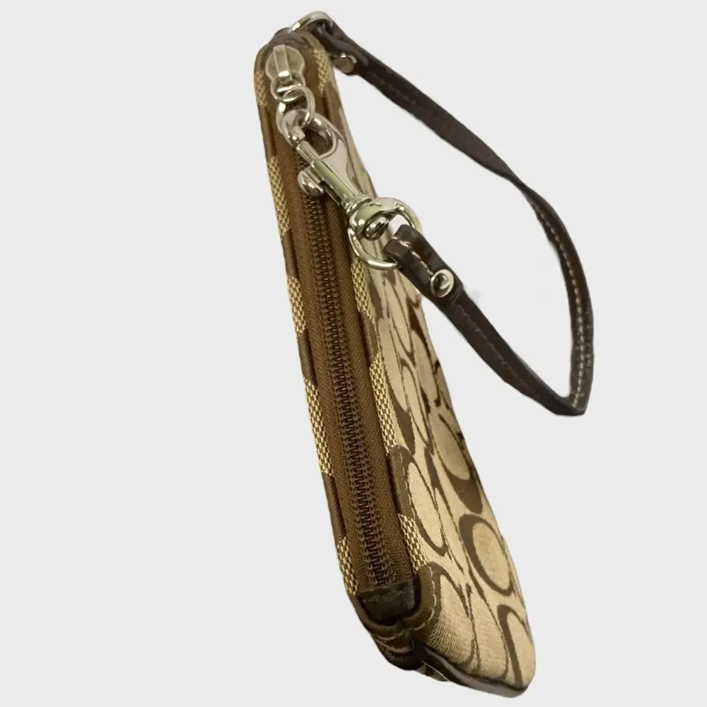Coach Signature Wristlet with Purple Interior Classic Style, Everyday Chic